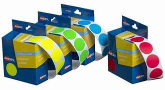 AVERY LABEL DISP 24MM FLUORO YELLOW DOT