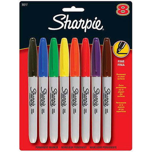 MARKER SHARPIE PERMANENT FINE ASST PACK 8