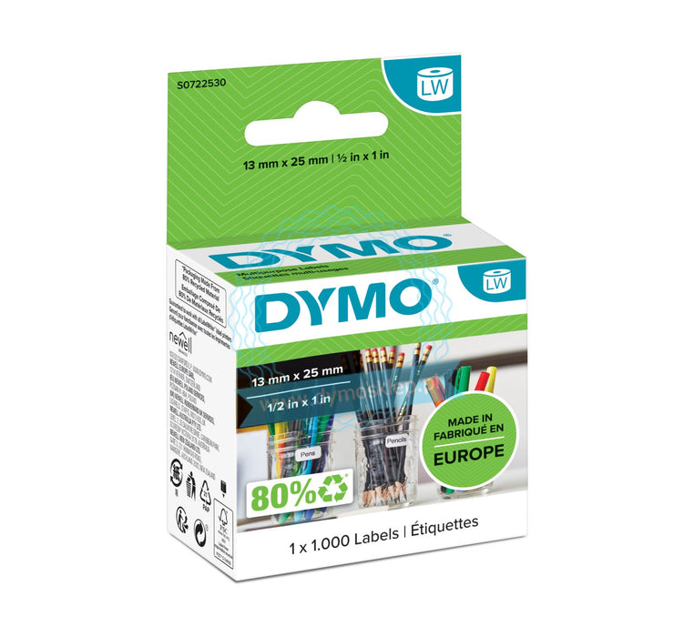 LABEL DYMO LABELWRITER 13X25MM MULTIPURPOSE WHITE ROLL OF 1000