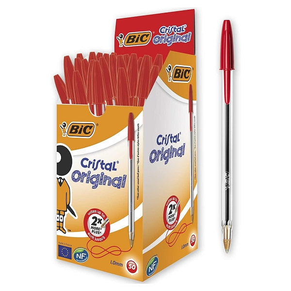 BIC CRISTAL ORIGINAL PEN MEDIUM RED BOX 50 