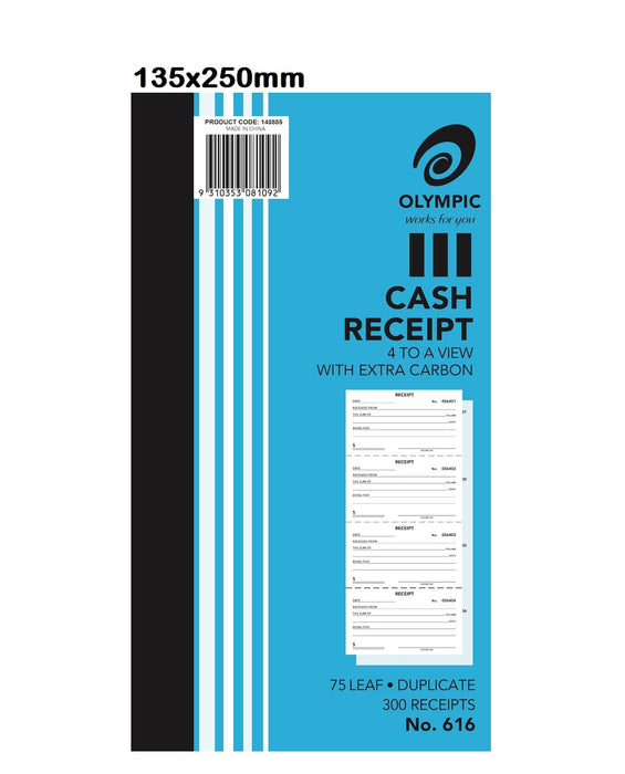 OLYMPIC CASH RECEIPT BOOK 616 DUPLICATE 