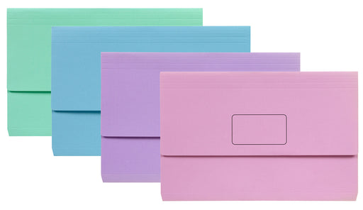 DOCUMENT WALLET MARBIG FOOLSCAP SLIMPICK PASTELS ASSORTED PK10