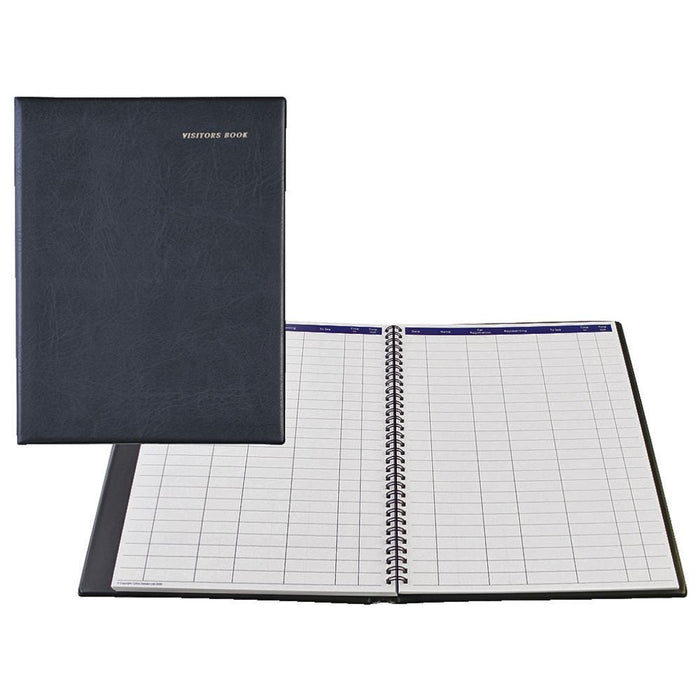 VISITORS BOOK DEBDEN A4 SHORT WIRO 64LF PVC BLACK