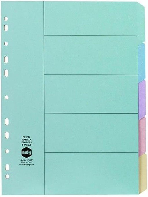 DIVIDERS MARBIG STORAGE 5 TAB PASTEL