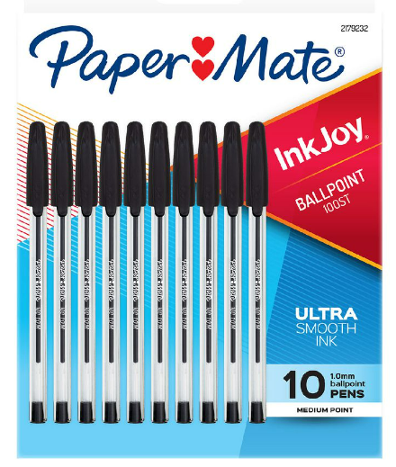 PEN PAPERMATE INKJOY 100 1.0MM MED BLACK PK10