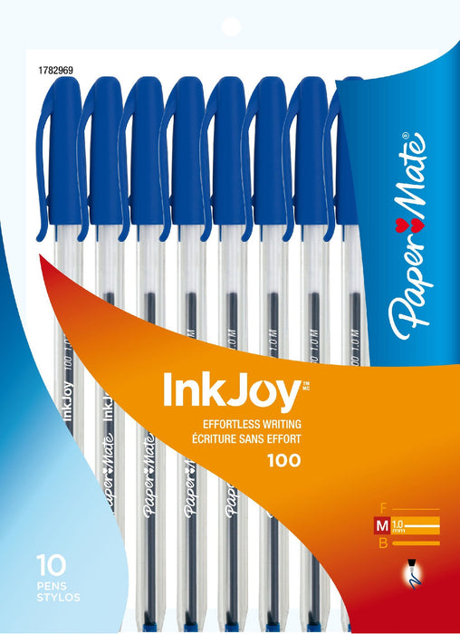 PEN PAPERMATE INKJOY 100 1.0MM MED BLUE PK10