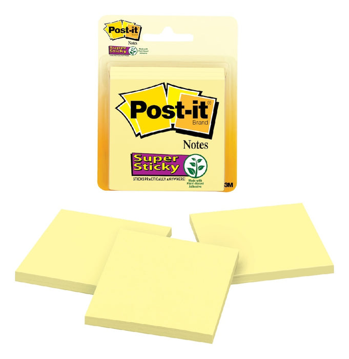 POST- IT NOTES SUPER STICKY 3321-SSCY 76X76 CANARY YELLOW PACK 3