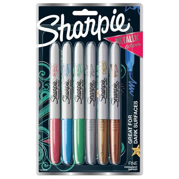 MARKER SHARPIE METALLIC PERMANENT FINE ASST PACK 6