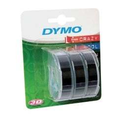 LABEL TAPE DYMO EMBOSSING 9MMX3M BLACK PK3