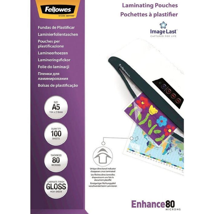 FELLOWES LAMINATING POUCHES A4 80 MICRON