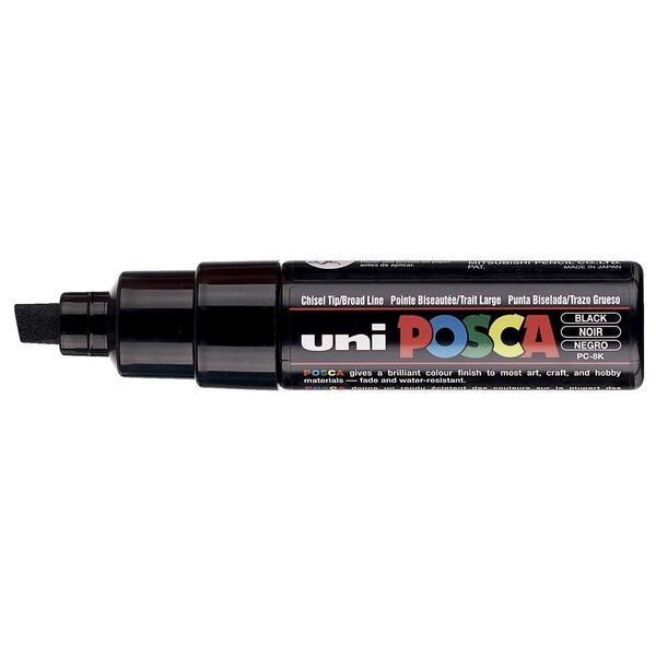 MARKER UNI POSCA PC8K CHISEL TIP BLACK