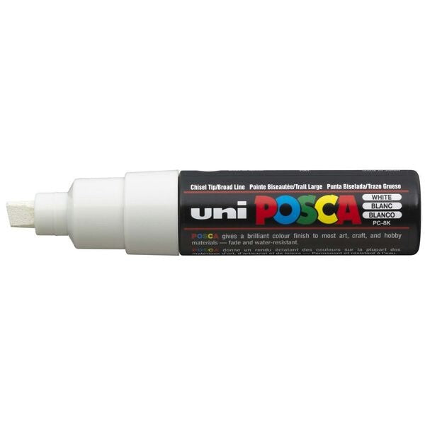 MARKER UNI POSCA PC8K CHISEL TIP WHITE