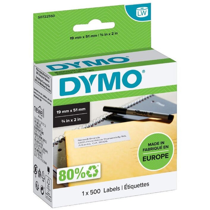 LABEL DYMO LABELWRITER 19X51MM MULTIIPURPOSE WHITE ROLL OF 500