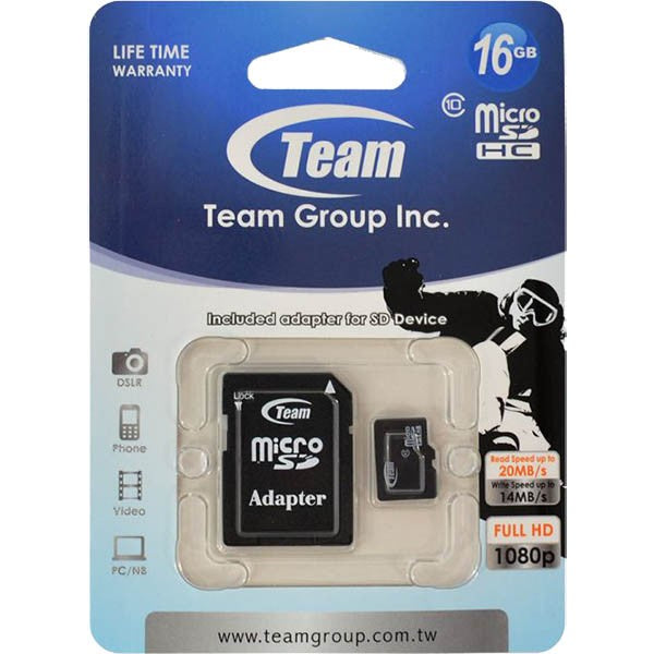MEMORY CARD TEAM MICRO SDHC CLASS 10 16GB.