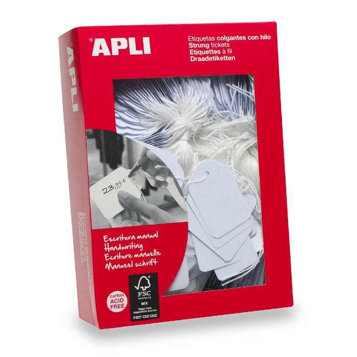 MERCHANDISING TAGS APLI 390 22X35MM WHITE BUNDLE OF 100