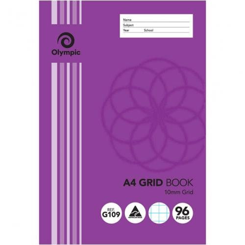 GRID BOOK OLYMPIC A4 10MM SQUARE G109 96 PAGES