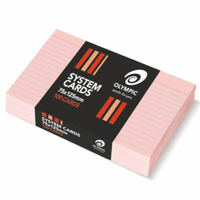 SYSTEM CARDS SPICERS 75X125 (5X3) 100'S RULED PINK