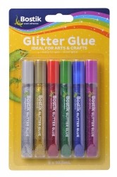 GLUE BOSTIK 10ML GLITTER ASST PACK 6