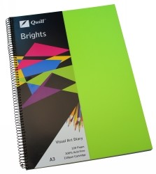 VISUAL ART DIARY QUILL A3 BRIGHTS LIME GREEN 60 LEAF