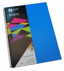 VISUAL ART DIARY QUILL A3 BRIGHTS MARINE BLUE 60 LEAF