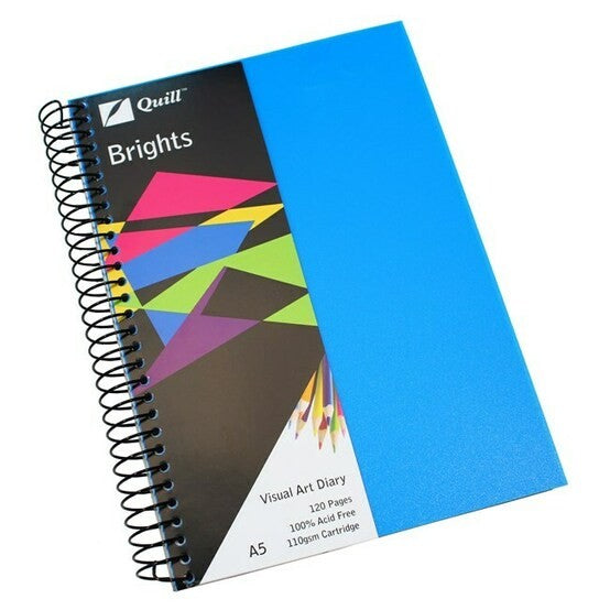 VISUAL ART DIARY QUILL A5 BRIGHTS MARINE BLUE 60LF