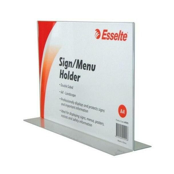 MENU/SIGN HOLDER ESSELTE A4 DOUBLE SIDED LANDSCAPE