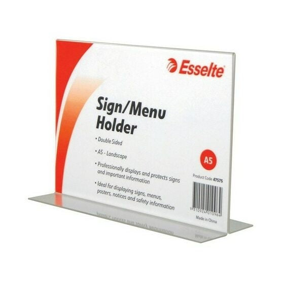 MENU/SIGN HOLDER ESSELTE A5 DOUBLE SIDED LANDSCAPE