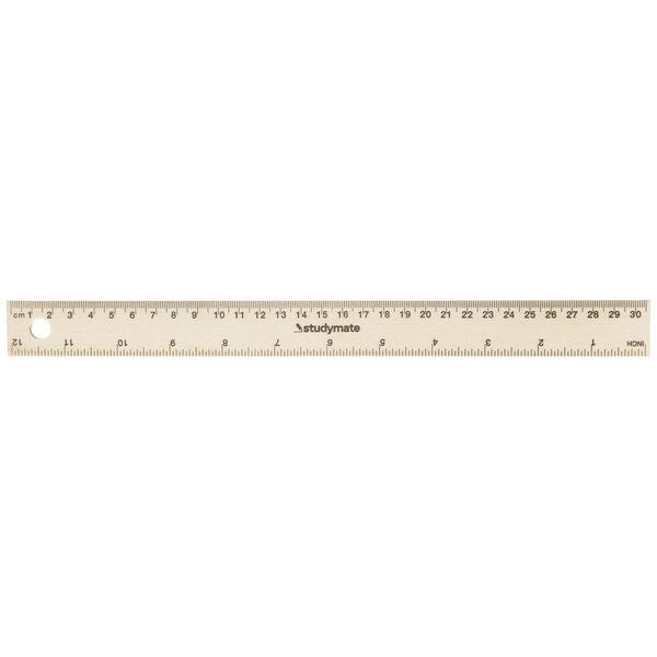 RULER WOODEN 30CM UNPOLISHED