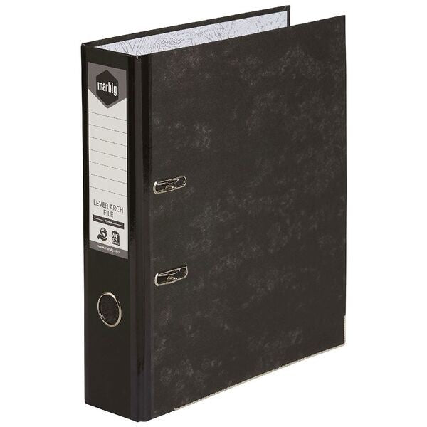 LEVER ARCH FILE MARBIG A4 PAPER SPINE BLACK