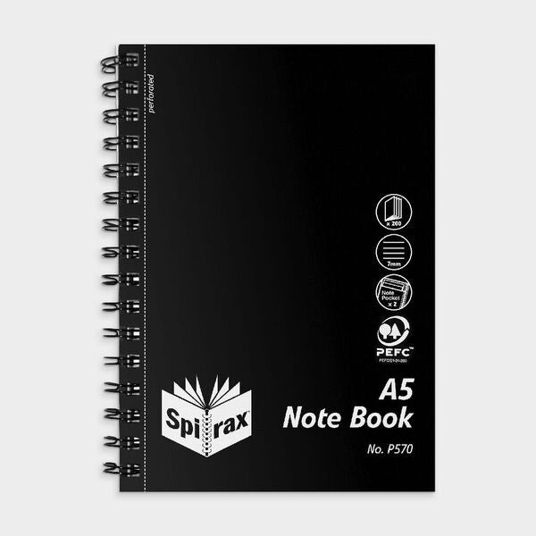 NOTE BOOK SPIRAX P570 PP A5 S/O 200PG BLACK