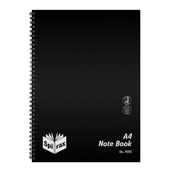 NOTE BOOK SPIRAX P595 PP A4 S/O 120 PAGE BLACK