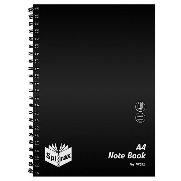 NOTE BOOK SPIRAX P595A PP A4 S/O 240PG BLACK