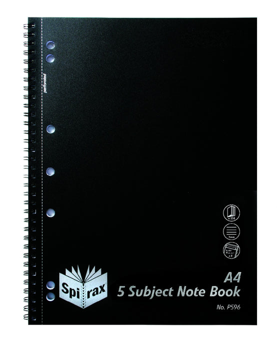 NOTE BOOK SPIRAX P596 PP 5 SUBJECT S/O 250PG BLACK