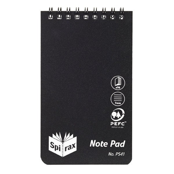 NOTEBOOK SPIRAX P541 PP T/O 96PG BLACK