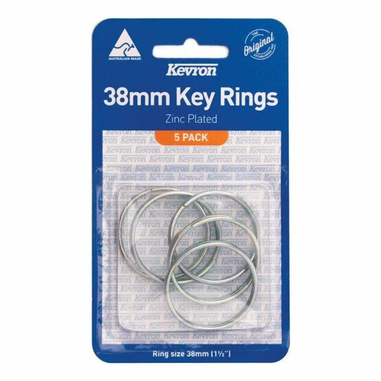 KEY RINGS KEVRON 38MM ZINC PLATED PACK 5