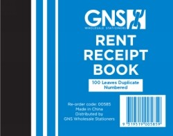 RENT RECEIPT BOOK 585 DUPLICATE 5X4