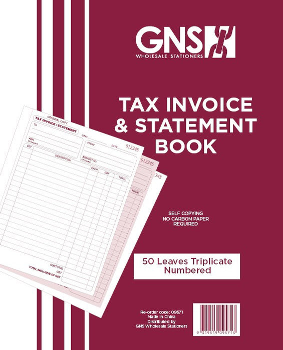 INVOICE & STATEMENT BOOK GNS #9571 CARBONLESS TRIPLICATE 10X8