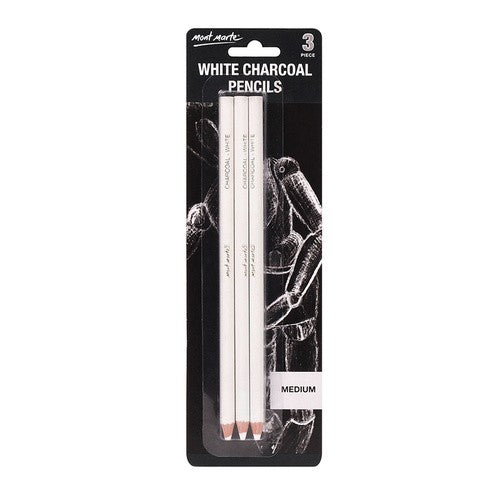 MM White Charcoal Pencils 3pc