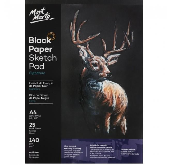 MM BLACK PAPER SKETCH PAD 25 SHEETS 140GSM A4