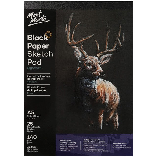 MONT MARTE BLACK PAPER SKETCH PAD SIGNATURE A5