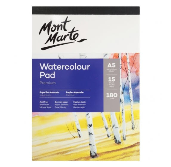 MM WATERCOLOUR PAD PREMIUM A5 180GSM