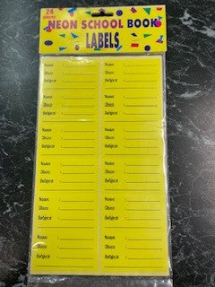 NEON SCHOOL BOOK LABELS