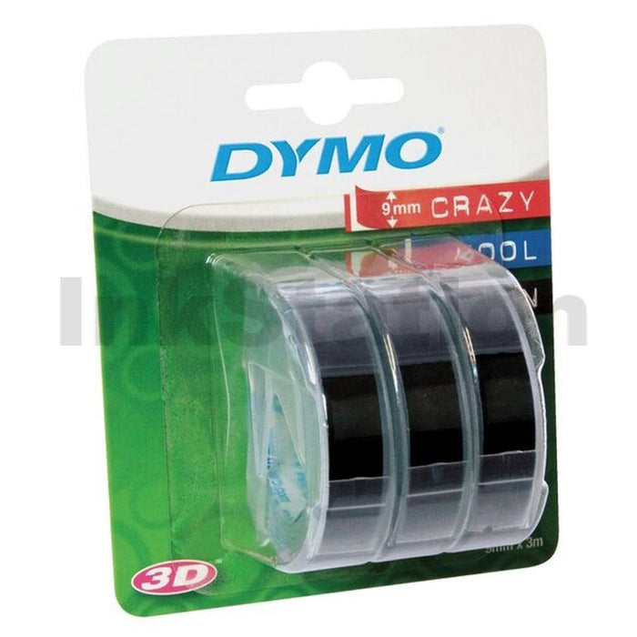 LABEL TAPE DYMO EMBOSSING 9MMX3M BLACK PK3