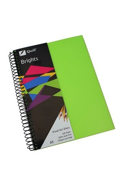 VISUAL ART DIARY QUILL A5 BRIGHTS LIME GREEN 60LF