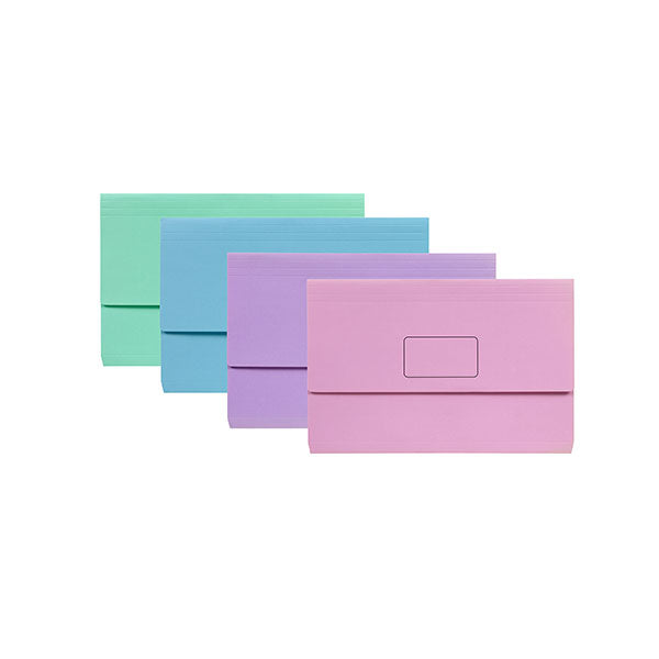 DOCUMENT WALLET MARBIG FOOLSCAP SLIMPICK PASTELS ASSORTED PK10